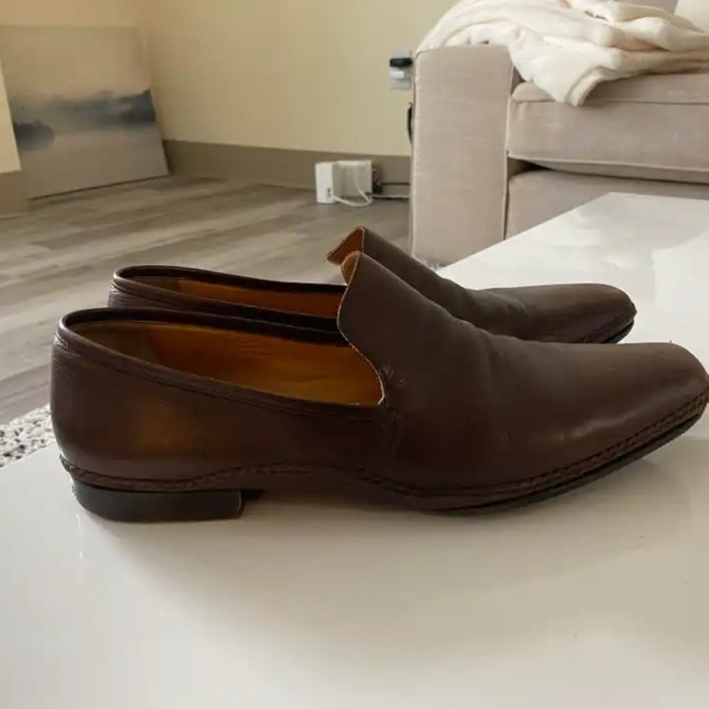 Hermes brown leather loafer